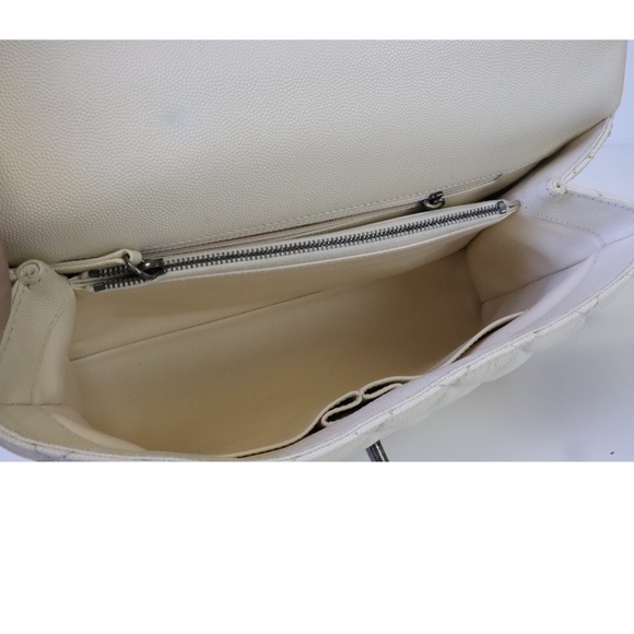 Chanel Coco Large, Ivory Caviar Leather, Exotic Handle, Preowned in Dustbag - Picture 15 of 16